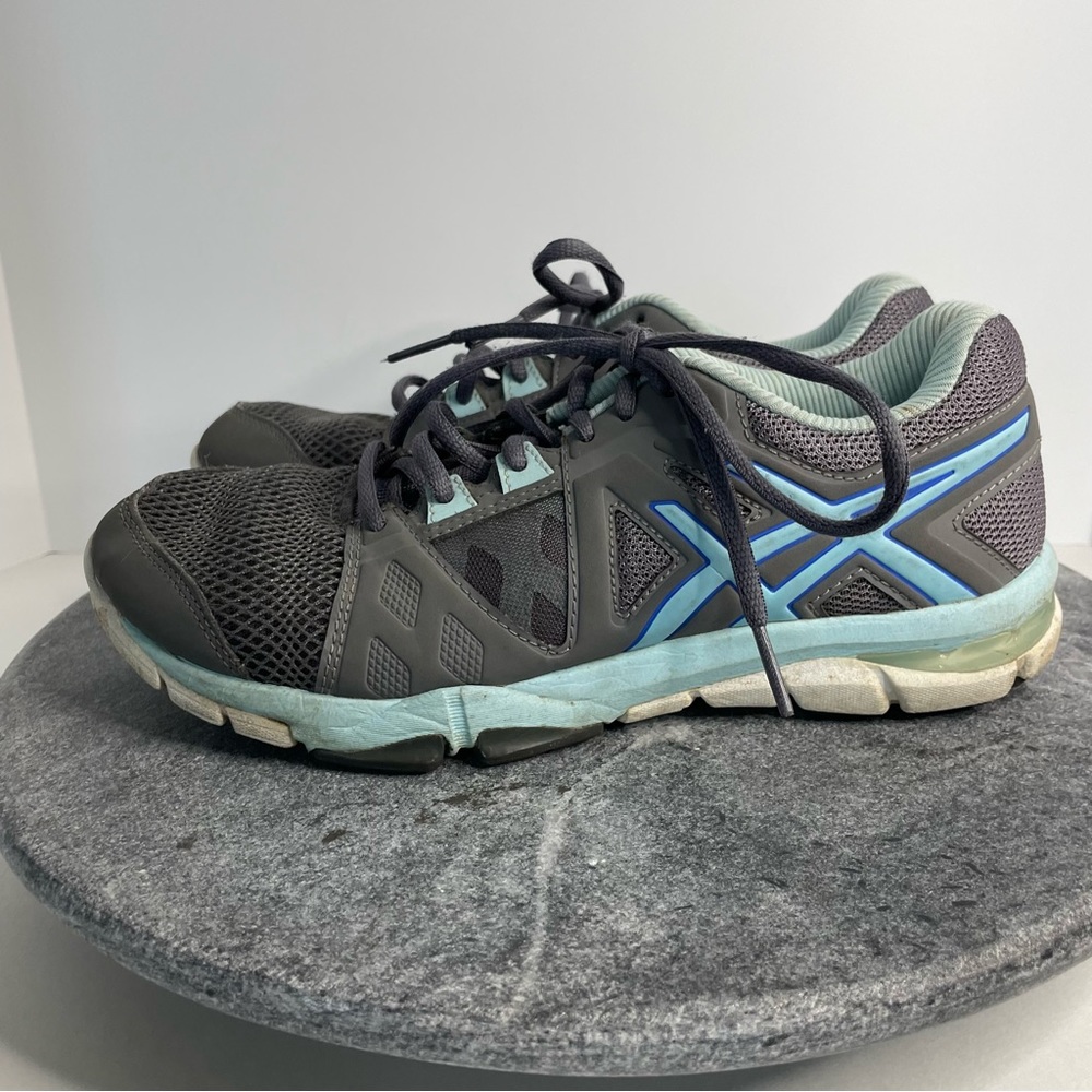 💛 ASICS Grey And Blue Training Tennis Shoes S653Y 7.5 - Picture 5 of 10